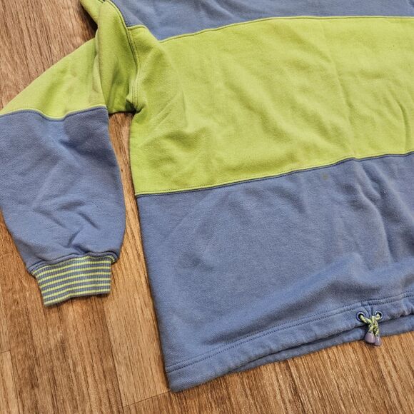 Vtg Lizwear Liz Claibirne Colorblock Sweatshirt Womens M Green Blue Collared - Picture 5 of 9